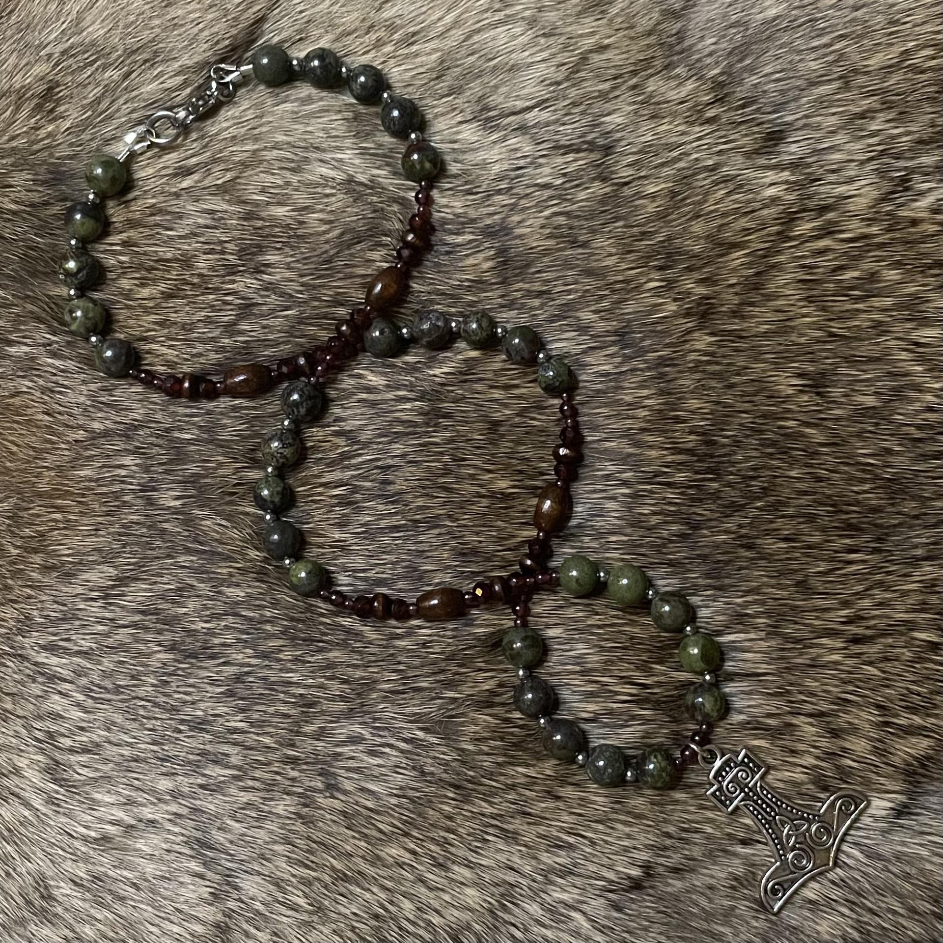 Dragons Blood & Garnet Mjolnir Necklace