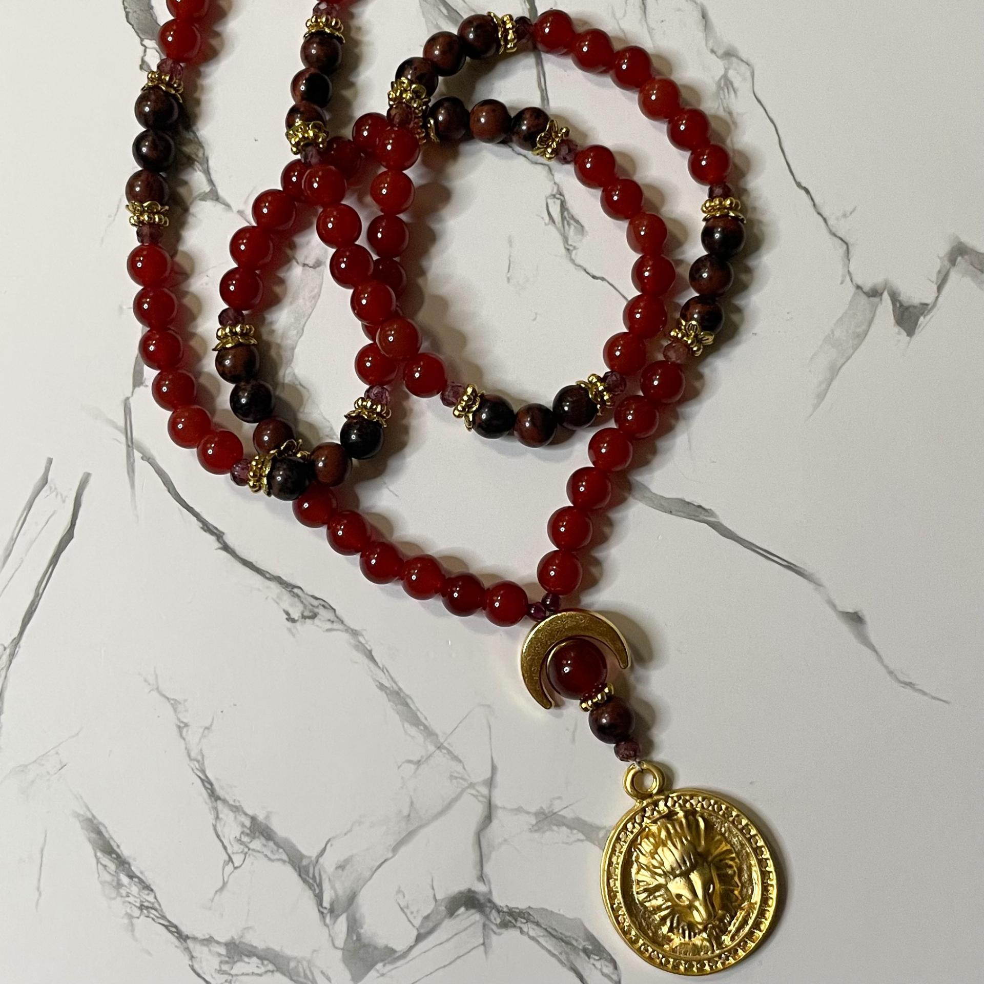 Carnelian and Obsidian Inanna Prayer Beads 