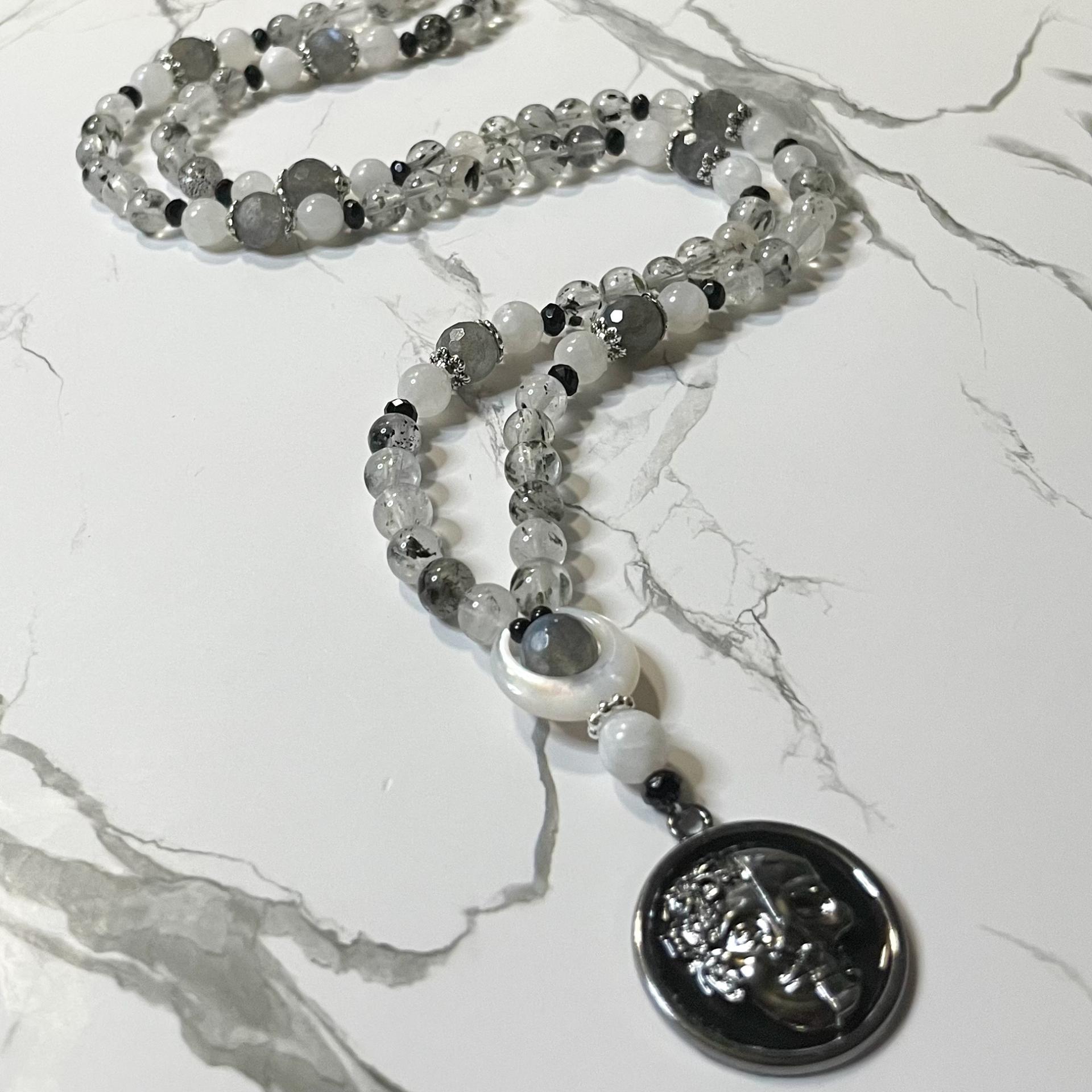 Phantom Quartz and Labradorite Melinoe Prayer Beads