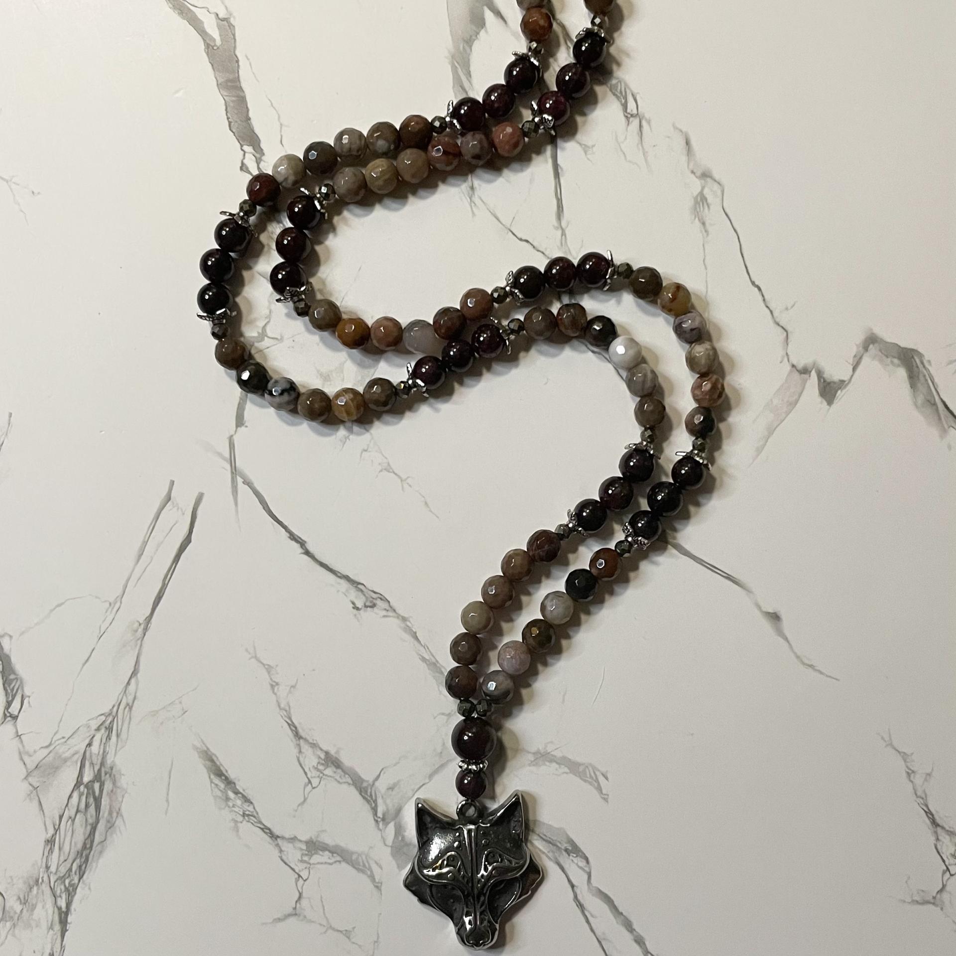 Wood Jasper and Garnet Angrboda Prayer Beads