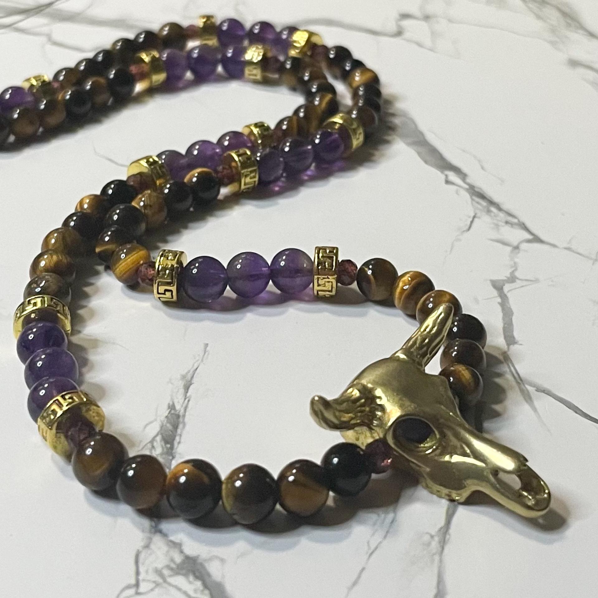 Tiger Eye and Amethyst Dionysus Prayer Beads