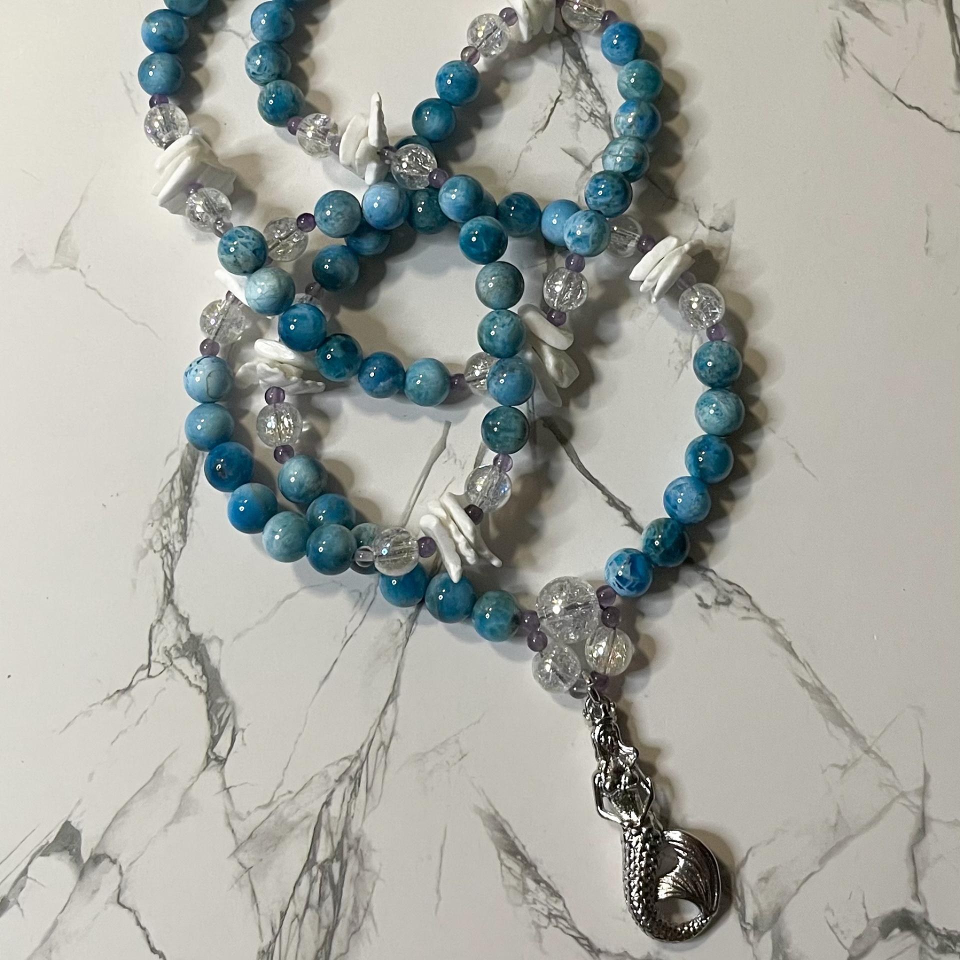 Apatite and Angel Quartz Amphitrite Prayer Beads