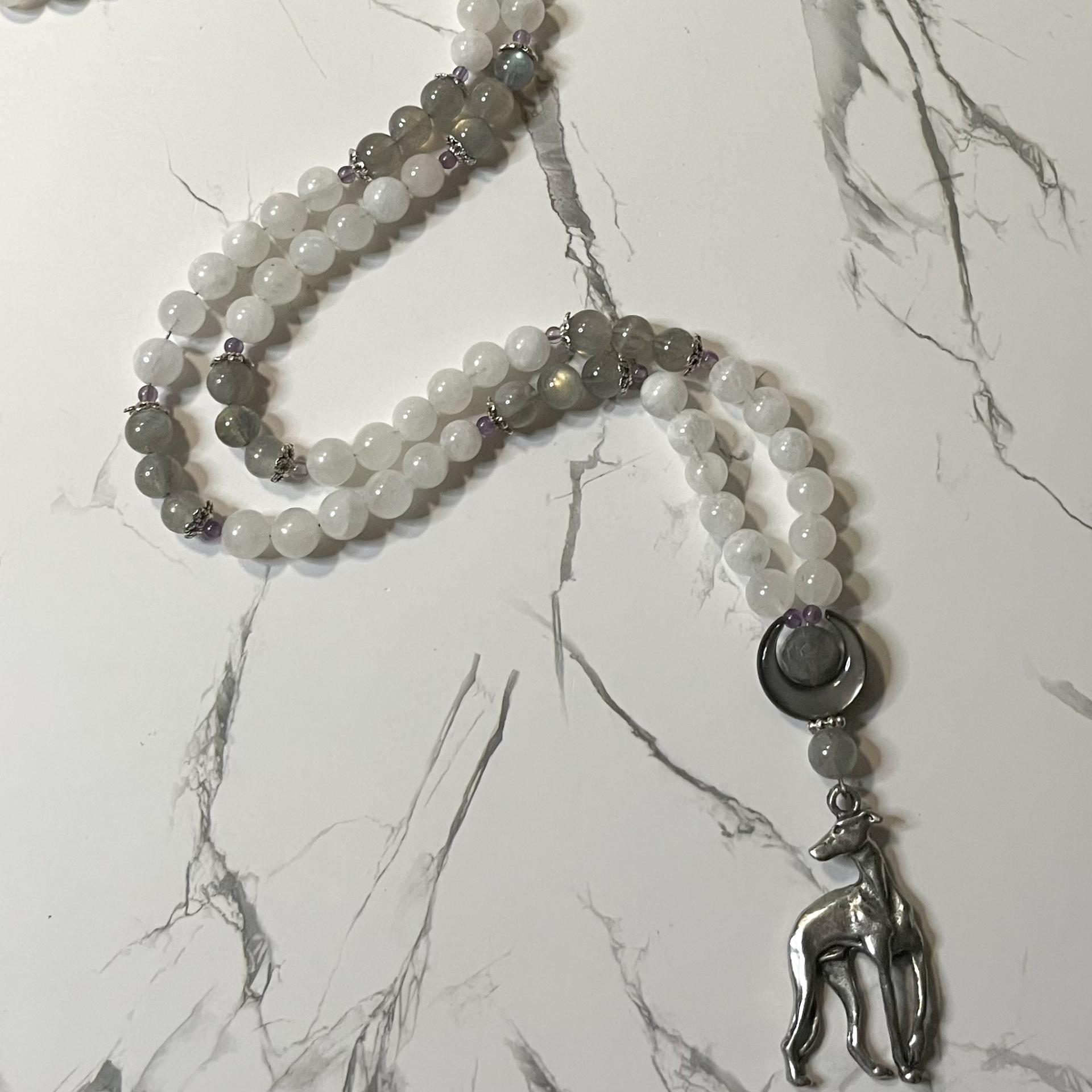 Moonstone and Labradorite Cerridwen Prayer Beads