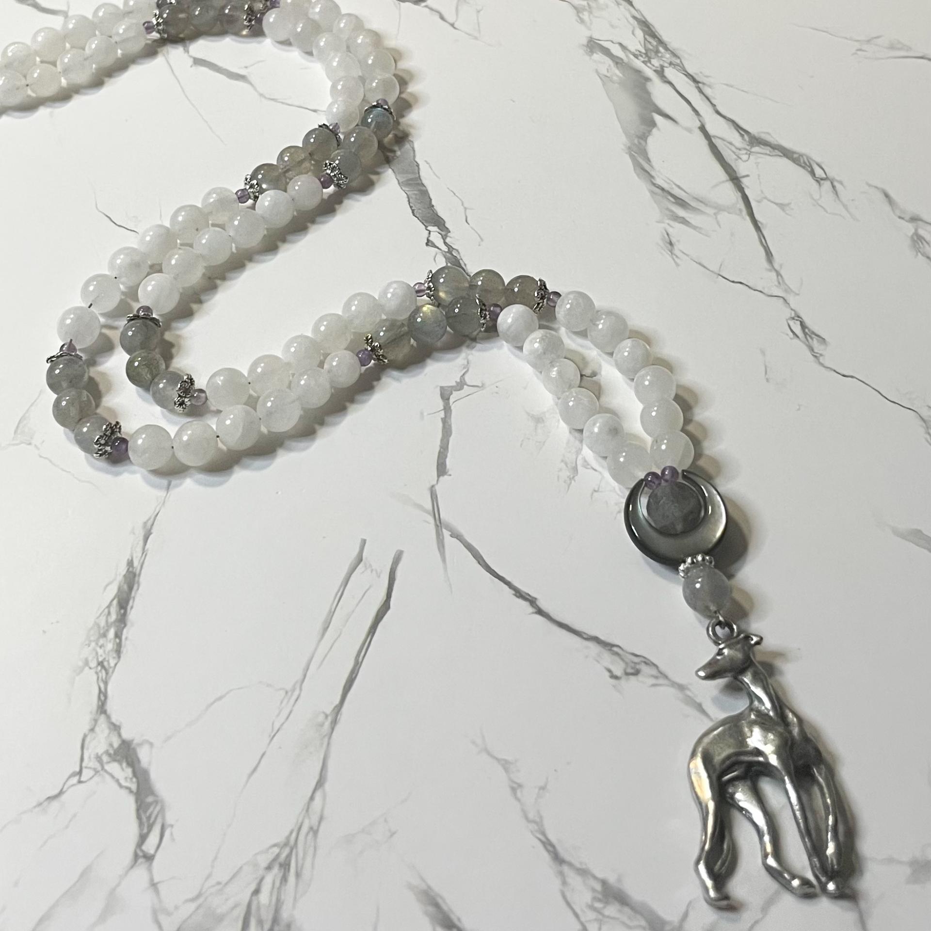 Moonstone and Labradorite Cerridwen Prayer Beads