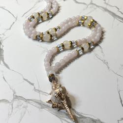 Rose Quartz and Moonstone Aphrodite Prayer Beads