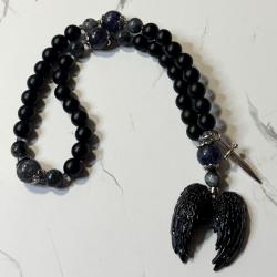 Obsidian and Iolite Thanatos Pocket Prayer Beads