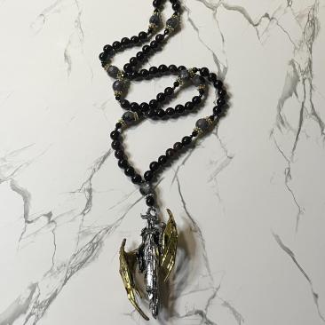 Garnet and Larvikite Lilith Prayer Beads