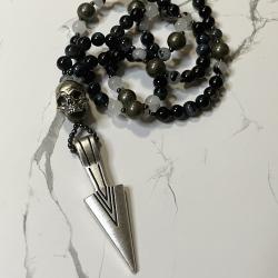 Blue Tiger Eye and Pyrite Odin Prayer Beads