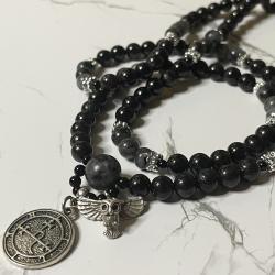 Garnet and Larvikite Lilith Prayer Beads