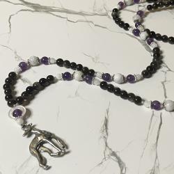 Obsidian and Moonstone Cerridwen Prayer Beads