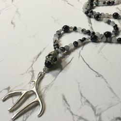Rutilated Quartz and Arfvedsonite Gwyn ap Nudd Prayer Beads