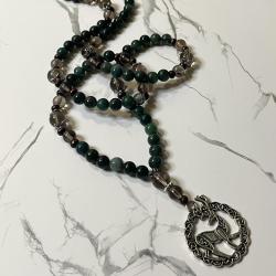 Bloodstone and Smoky Quartz Cernunnos Prayer Beads