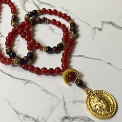 Carnelian and Obsidian Inanna Prayer Beads 