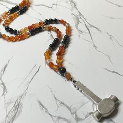 Fire Agate and Garnet Hephaestus Prayer Beads