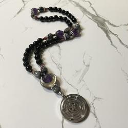 Obsidian and Amethyst Hecate Pocket Prayer Beads