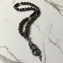 Dragons Blood Jasper and Onyx Jormungandr Pocket Prayer Beads