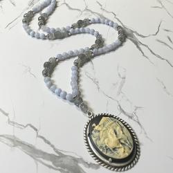 Blue Lace Agate and Labradorite Athena Prayer Beads