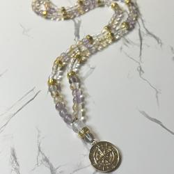 Ametrine and Clear Quartz Hermes Prayer Beads